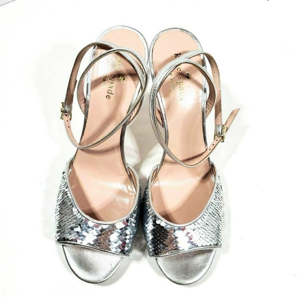 kate spade Sequin Open Toe Ankle Strap Heels - Picture 5 of 7